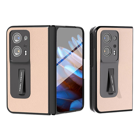 Coque Luxe Cuir et Plastique Housse Etui Mat BH10 pour Oppo Find N2 5G Or