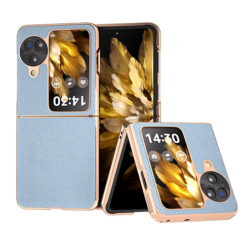 Coque Luxe Cuir et Plastique Housse Etui Mat BH11 pour Oppo Find N3 Flip 5G Bleu Ciel