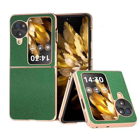 Coque Luxe Cuir et Plastique Housse Etui Mat BH11 pour Oppo Find N3 Flip 5G Vert