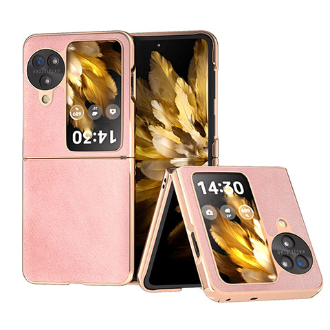 Coque Luxe Cuir et Plastique Housse Etui Mat BH13 pour Oppo Find N3 Flip 5G Or Rose