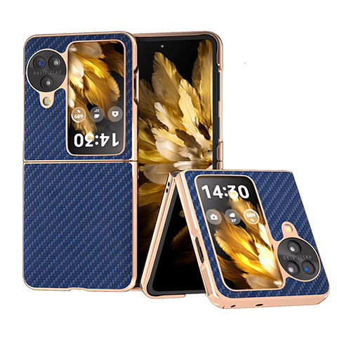 Coque Luxe Cuir et Plastique Housse Etui Mat BH17 pour Oppo Find N3 Flip 5G Bleu