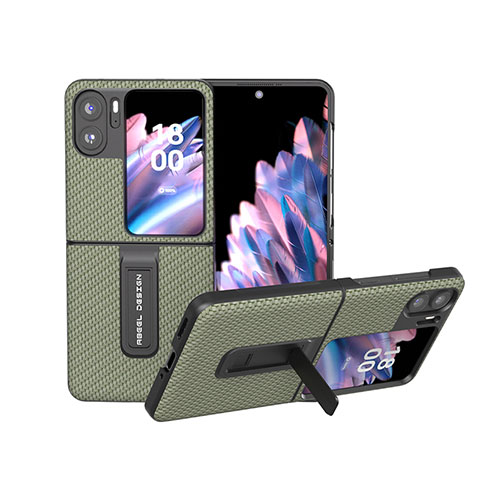 Coque Luxe Cuir et Plastique Housse Etui Mat BH18 pour Oppo Find N2 Flip 5G Vert