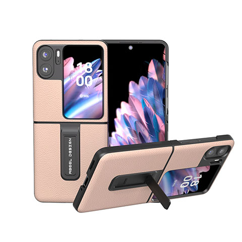 Coque Luxe Cuir et Plastique Housse Etui Mat BH19 pour Oppo Find N2 Flip 5G Or