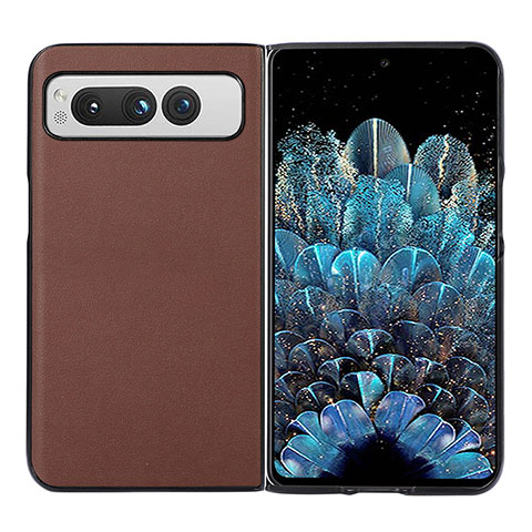 Coque Luxe Cuir et Plastique Housse Etui Mat BH2 pour Google Pixel Fold 5G Marron