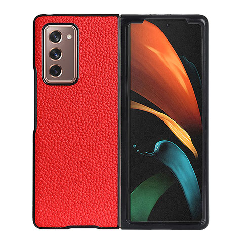 Coque Luxe Cuir et Plastique Housse Etui Mat BH2 pour Samsung Galaxy Z Fold2 5G Rouge