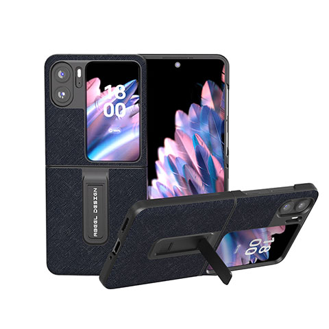 Coque Luxe Cuir et Plastique Housse Etui Mat BH20 pour Oppo Find N2 Flip 5G Bleu