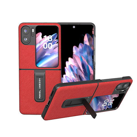 Coque Luxe Cuir et Plastique Housse Etui Mat BH20 pour Oppo Find N2 Flip 5G Rouge