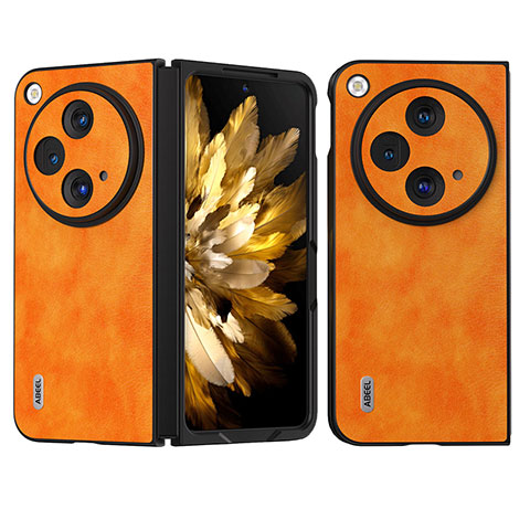 Coque Luxe Cuir et Plastique Housse Etui Mat BH22 pour Oppo Find N3 5G Orange