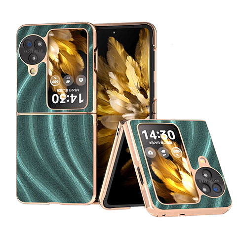 Coque Luxe Cuir et Plastique Housse Etui Mat BH24 pour Oppo Find N3 Flip 5G Vert