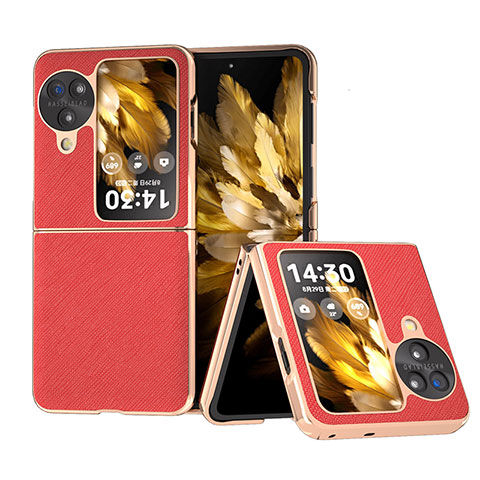 Coque Luxe Cuir et Plastique Housse Etui Mat BH26 pour Oppo Find N3 Flip 5G Rouge