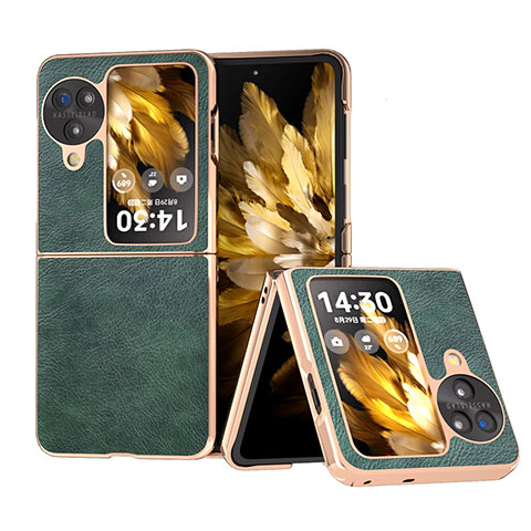 Coque Luxe Cuir et Plastique Housse Etui Mat BH29 pour Oppo Find N3 Flip 5G Vert