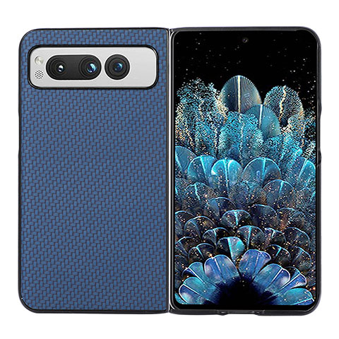 Coque Luxe Cuir et Plastique Housse Etui Mat BH3 pour Google Pixel Fold 5G Bleu