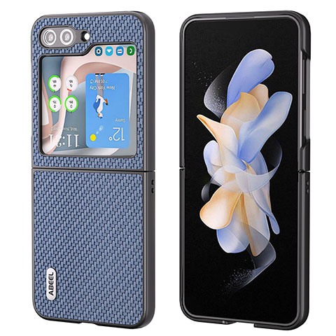 Coque Luxe Cuir et Plastique Housse Etui Mat BH3 pour Samsung Galaxy Z Flip5 5G Bleu Ciel