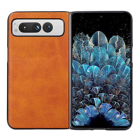 Coque Luxe Cuir et Plastique Housse Etui Mat BH4 pour Google Pixel Fold 5G Orange