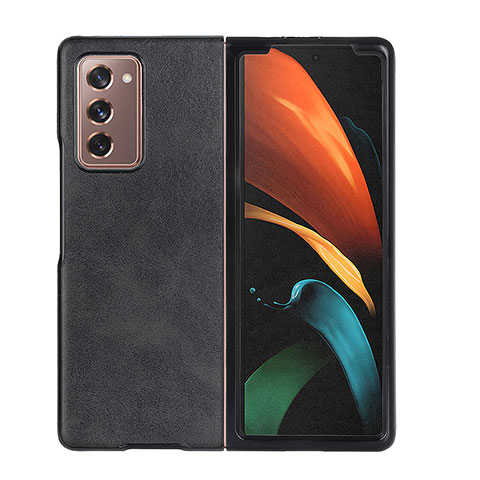 Coque Luxe Cuir et Plastique Housse Etui Mat BH4 pour Samsung Galaxy Z Fold2 5G Noir