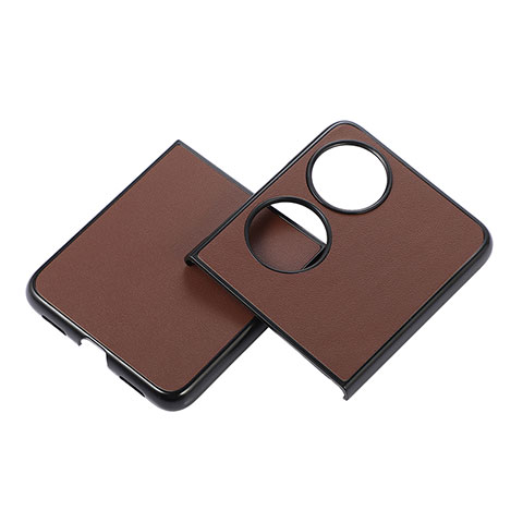 Coque Luxe Cuir et Plastique Housse Etui Mat BH5 pour Huawei P50 Pocket Marron