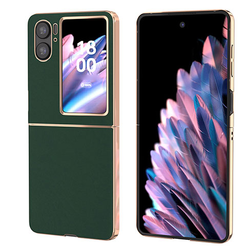 Coque Luxe Cuir et Plastique Housse Etui Mat BH5 pour Oppo Find N2 Flip 5G Vert