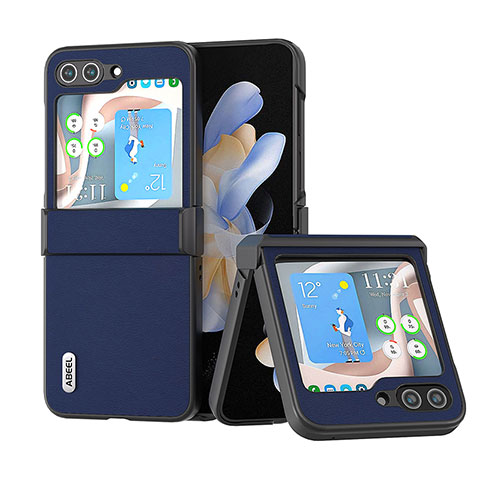 Coque Luxe Cuir et Plastique Housse Etui Mat BH5 pour Samsung Galaxy Z Flip5 5G Bleu