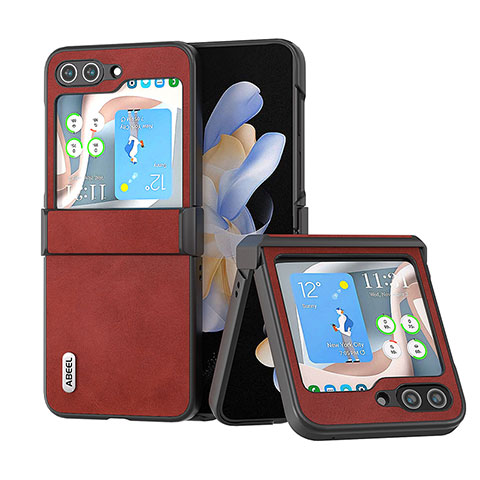 Coque Luxe Cuir et Plastique Housse Etui Mat BH5 pour Samsung Galaxy Z Flip5 5G Marron