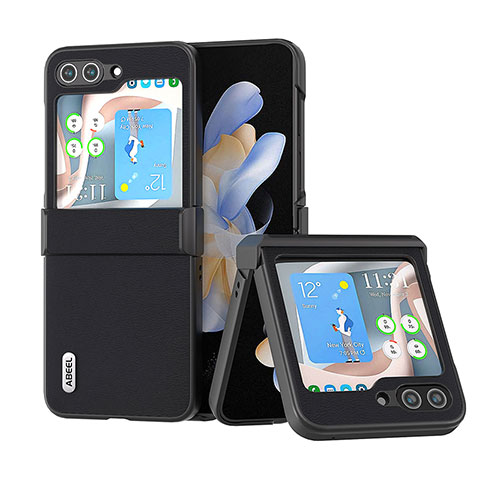 Coque Luxe Cuir et Plastique Housse Etui Mat BH5 pour Samsung Galaxy Z Flip5 5G Noir