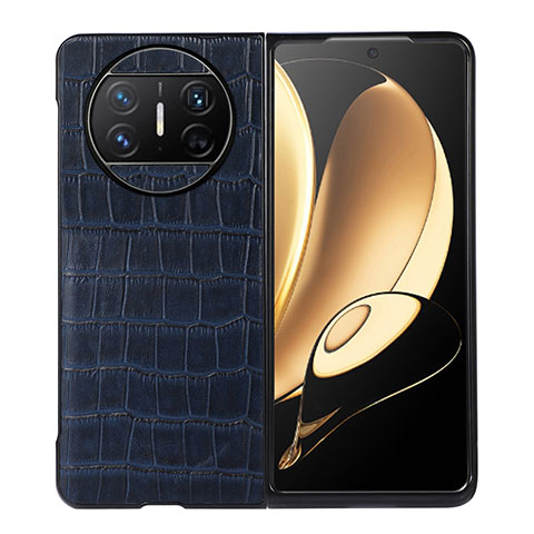 Coque Luxe Cuir et Plastique Housse Etui Mat BH6 pour Huawei Mate X3 Bleu