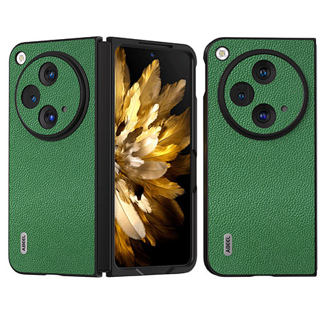 Coque Luxe Cuir et Plastique Housse Etui Mat BH6 pour OnePlus Open 5G Vert