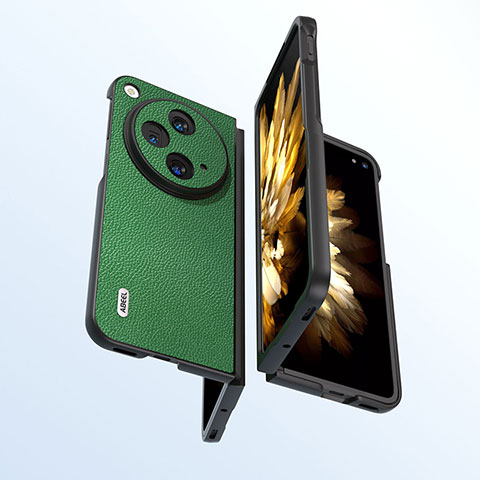 Coque Luxe Cuir et Plastique Housse Etui Mat BH7 pour OnePlus Open 5G Vert