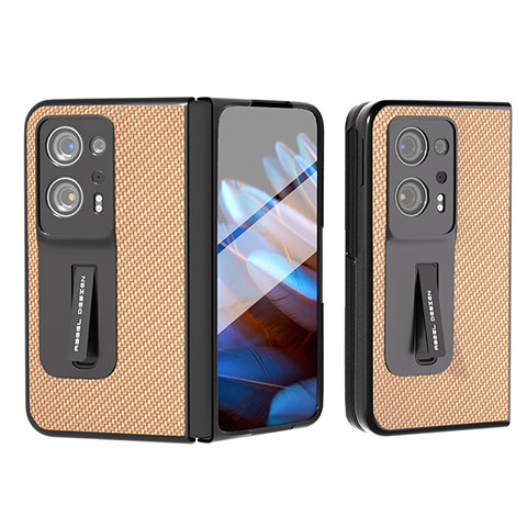 Coque Luxe Cuir et Plastique Housse Etui Mat BH7 pour Oppo Find N2 5G Or