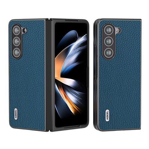 Coque Luxe Cuir et Plastique Housse Etui Mat BH7 pour Samsung Galaxy Z Fold5 5G Bleu