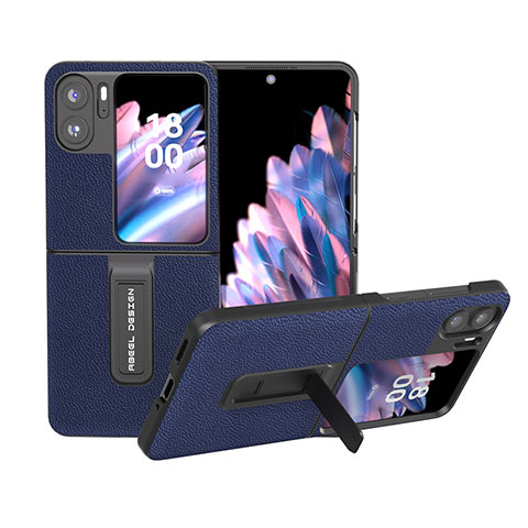 Coque Luxe Cuir et Plastique Housse Etui Mat BH8 pour Oppo Find N2 Flip 5G Bleu
