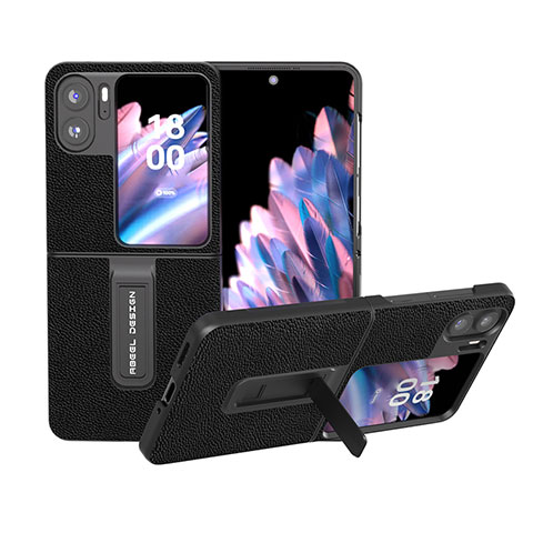 Coque Luxe Cuir et Plastique Housse Etui Mat BH8 pour Oppo Find N2 Flip 5G Noir