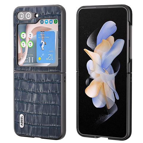 Coque Luxe Cuir et Plastique Housse Etui Mat BH8 pour Samsung Galaxy Z Flip5 5G Bleu