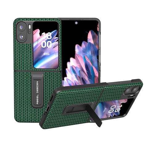 Coque Luxe Cuir et Plastique Housse Etui Mat BH9 pour Oppo Find N2 Flip 5G Vert