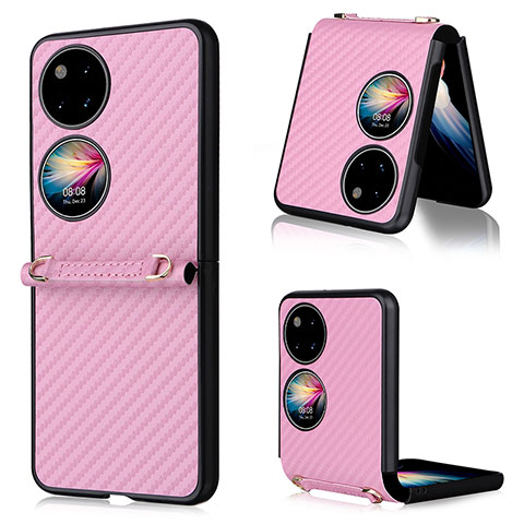 Coque Luxe Cuir et Plastique Housse Etui Mat BY1 pour Huawei P60 Pocket Rose