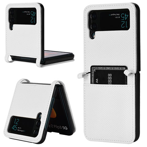 Coque Luxe Cuir et Plastique Housse Etui Mat BY1 pour Samsung Galaxy Z Flip4 5G Blanc