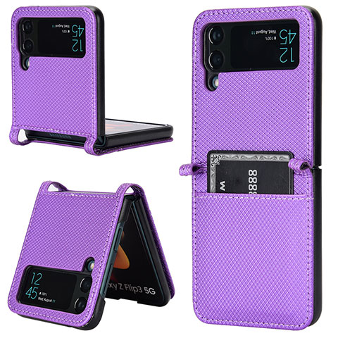 Coque Luxe Cuir et Plastique Housse Etui Mat BY1 pour Samsung Galaxy Z Flip4 5G Violet