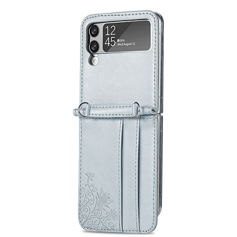 Coque Luxe Cuir et Plastique Housse Etui Mat C01 pour Samsung Galaxy Z Flip4 5G Gris