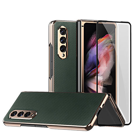 Coque Luxe Cuir et Plastique Housse Etui Mat C03 pour Samsung Galaxy Z Fold3 5G Vert