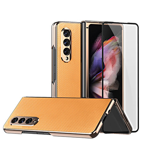 Coque Luxe Cuir et Plastique Housse Etui Mat C03 pour Samsung Galaxy Z Fold4 5G Orange