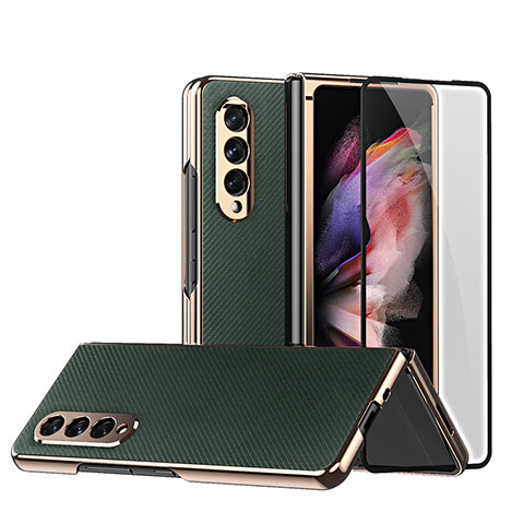 Coque Luxe Cuir et Plastique Housse Etui Mat C03 pour Samsung Galaxy Z Fold4 5G Vert