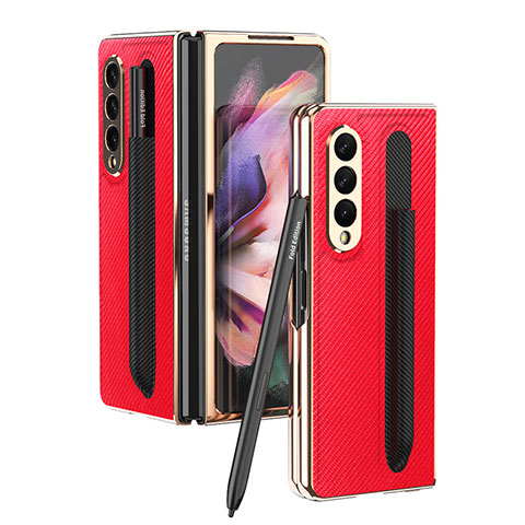 Coque Luxe Cuir et Plastique Housse Etui Mat C04 pour Samsung Galaxy Z Fold4 5G Rouge