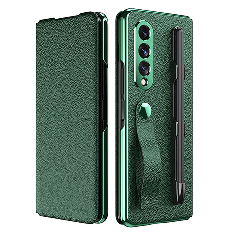 Coque Luxe Cuir et Plastique Housse Etui Mat C06 pour Samsung Galaxy Z Fold3 5G Vert