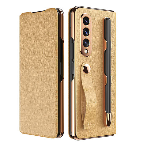 Coque Luxe Cuir et Plastique Housse Etui Mat C06 pour Samsung Galaxy Z Fold4 5G Or