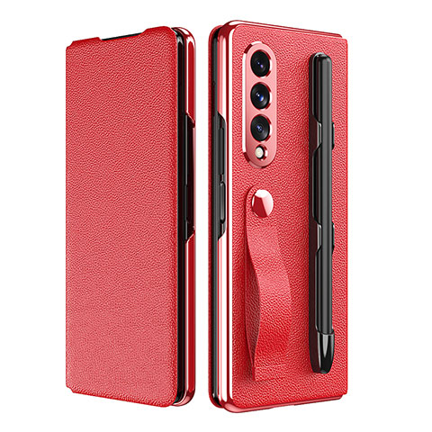 Coque Luxe Cuir et Plastique Housse Etui Mat C06 pour Samsung Galaxy Z Fold4 5G Rouge