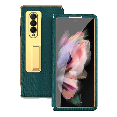 Coque Luxe Cuir et Plastique Housse Etui Mat C08 pour Samsung Galaxy Z Fold3 5G Vert