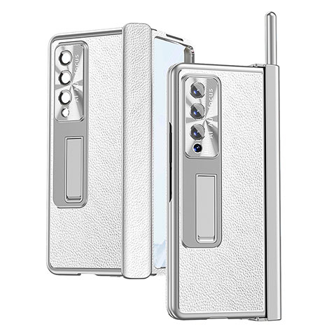 Coque Luxe Cuir et Plastique Housse Etui Mat C09 pour Samsung Galaxy Z Fold4 5G Argent