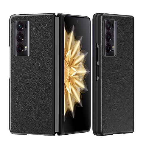 Coque Luxe Cuir et Plastique Housse Etui Mat GS1 pour Huawei Honor Magic V2 5G Noir