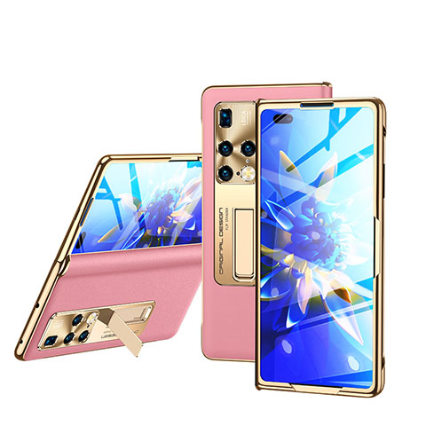 Coque Luxe Cuir et Plastique Housse Etui Mat GS1 pour Huawei Mate X2 Or Rose