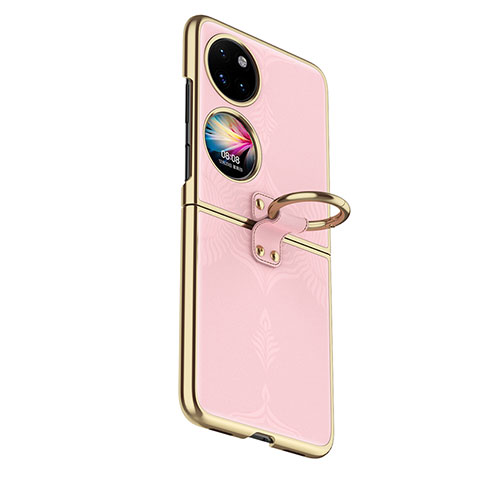 Coque Luxe Cuir et Plastique Housse Etui Mat GS4 pour Huawei P50 Pocket Or Rose