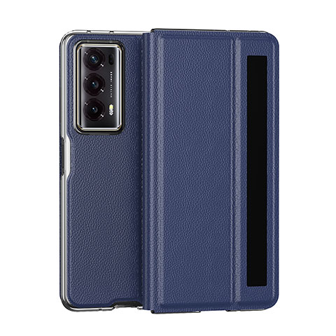 Coque Luxe Cuir et Plastique Housse Etui Mat GS6 pour Huawei Honor Magic V2 5G Bleu